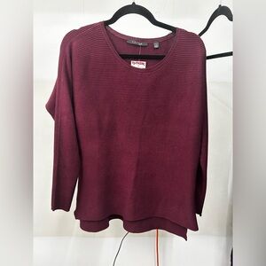 Cyrus Burgundy Ribbed Blouse
